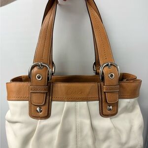 Coach Tan and Cream Shoulder Bag